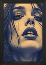 Woman's Face Close-Up Framed Wall Art Poster Canvas Print Picture