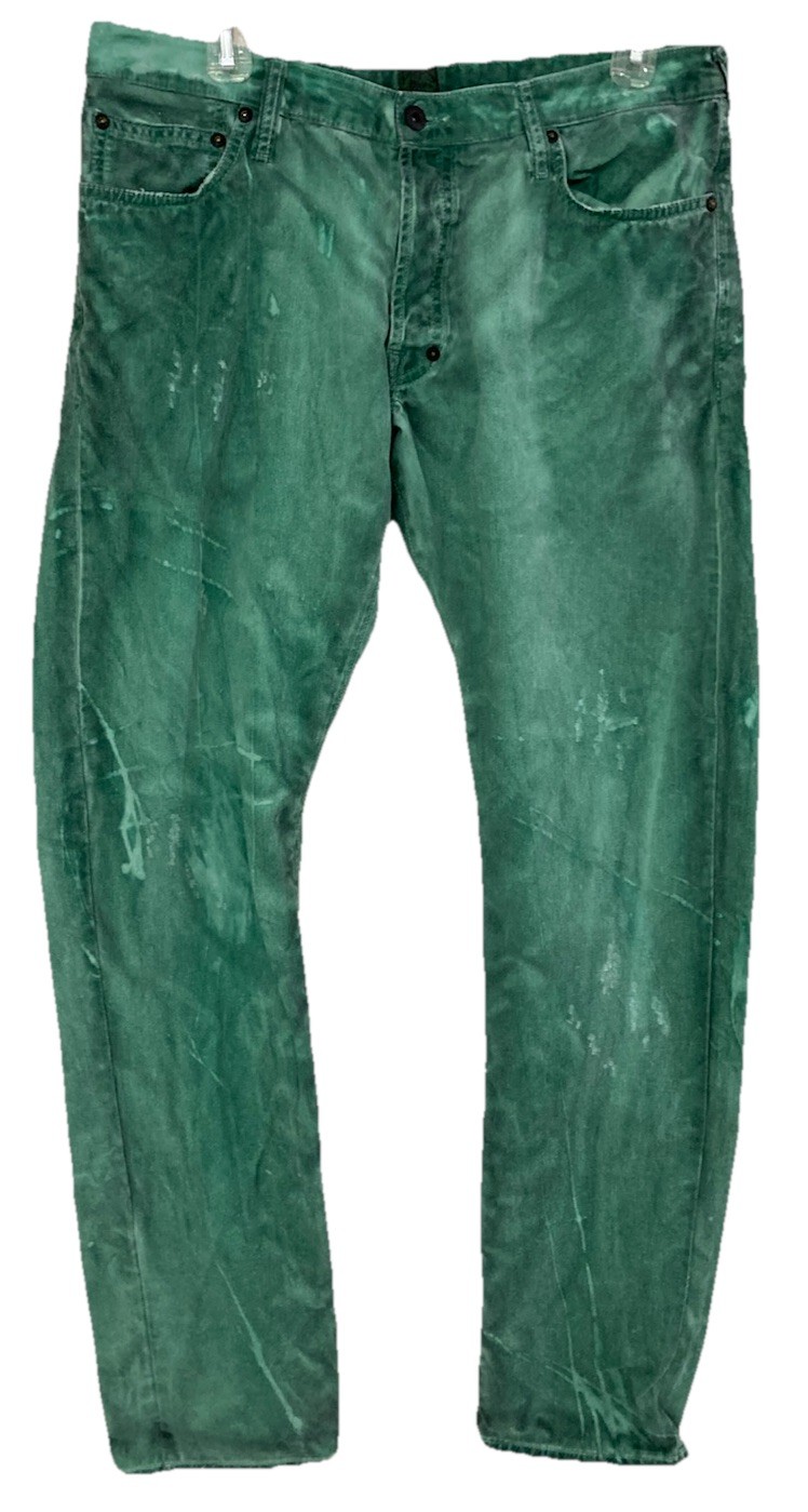 Men's PRPS Demon Fit Jeans Slim Straight Buttonfly Tie Dye Green Size 34x33