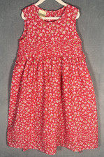 Vintage Laura Ashley Mother  Child Red Floral 100 Cotton Corduroy Dress Size 7