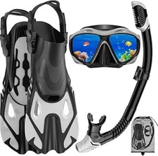 Snorkeling Gear for Adults, Mask Fin Snorkel Set, Dry Top Snorkel Mask, Panorami