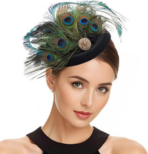 Handmade Fascinator Feather Hat on a Headband and a Clip 20S Pillbox Hat for Der