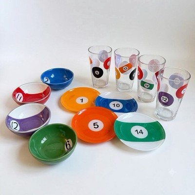 Vintage NEW Luminarc Billiards 12 pc glassware set 2000s Y2K