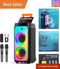 Karaoke Machine with 2 Wireless Microphones, Big Bluetooth Party Speaker with...
