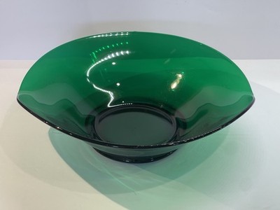 VTG Viking Green Art Glass Bowl Decorative Console Bowl  LIGHT SCRATCHES  