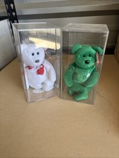 TWO Vintage Holiday TY BEANIE BABIES : Valentino Bear & Erin Irish Bear 8.5",