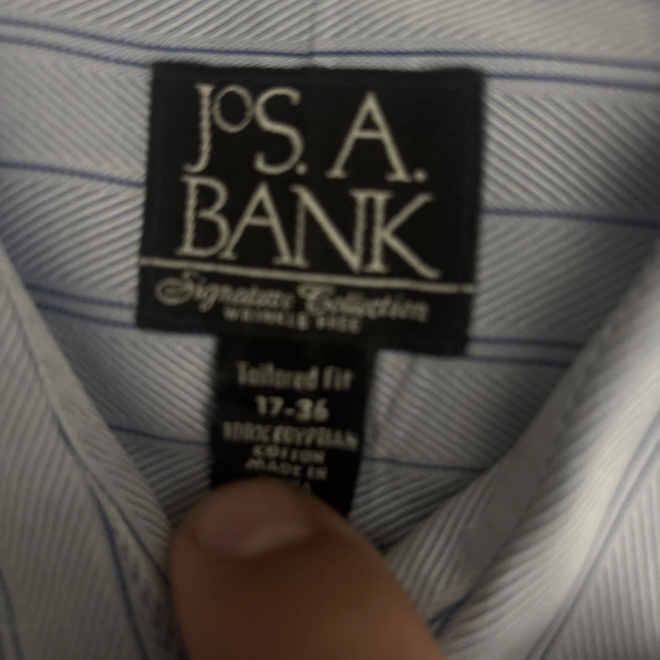 Jos.A.Bank Men's Long Sleeve Button Up Shirt 17-36 Egyptian Cotton USED - Image 3 of 4