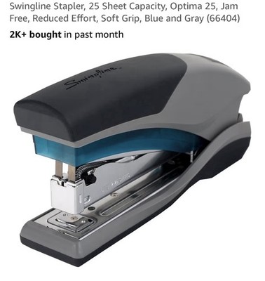 SWINGLINE STAPLER 25 SHEET CAPACITY OPTIMA 25 JAM FREE SOFT GRIP BLUE/GRAY