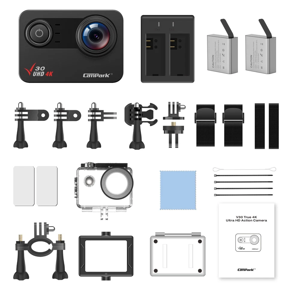 Cámara de acción Campark 4K pantalla táctil 20 MP EIS WiFi cámara deportiva cámara impermeable Foto 2 de 4