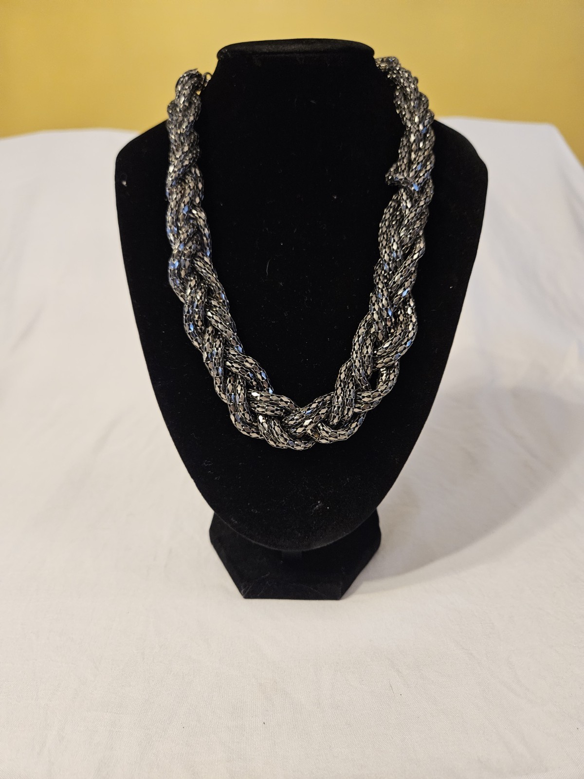 Express Statement Sparkle Black Braided Beads 18"… - image 1