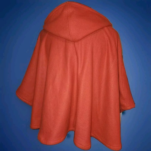 Vintage Handmade Red Wool Blend Hooded Cape Poncho - Picture 3 of 6