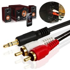 15ft 1/8" 3.5mm to 2 Dual RCA Male Y Splitter Audio Stereo Aux Cable Adapter Lot