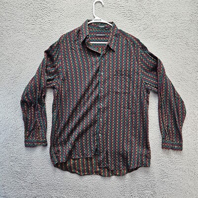 Neiman Marcus Shirt Mens Size Large Multicolor Cotton Long Sleeve Button Up