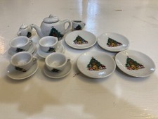 Vintage 17 Pc Christmas Themed Childrens China Tea Set