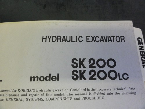 Kobelco SK100 SK120LC Excavator Repair Service Shop Manual S5YPU0003E - Picture 3 of 8