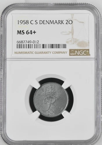 Denmark 2 Ore 1958 CS NGC MS 64+