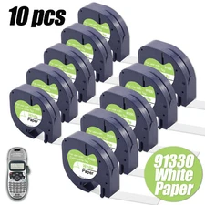 10PK Dymo LetraTag Refill 91330 Paper White Label Tape 12mm 1/2'' LT-100H XR XM
