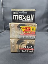 2 Maxell TC-30 VHS-C Premium High Grade HGX-Gold Camcorder Tapes Sealed New