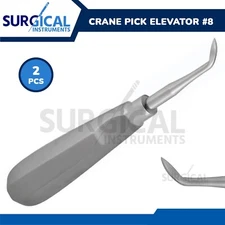 2 Pcs Dental Elevators Crane pick #8 Surgical Instruments Stainless German Grade