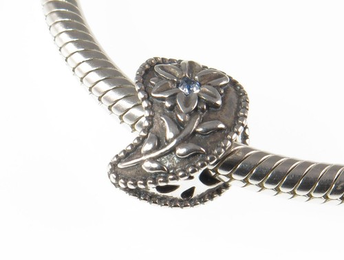 Chamilia 925 silver & crystal FLORAL PAISLEY charm bead, summer folk harvest - Picture 2 of 11