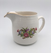 Vintage West Highland Pottery Milk Jug, Made In Scotland, Thistle Design