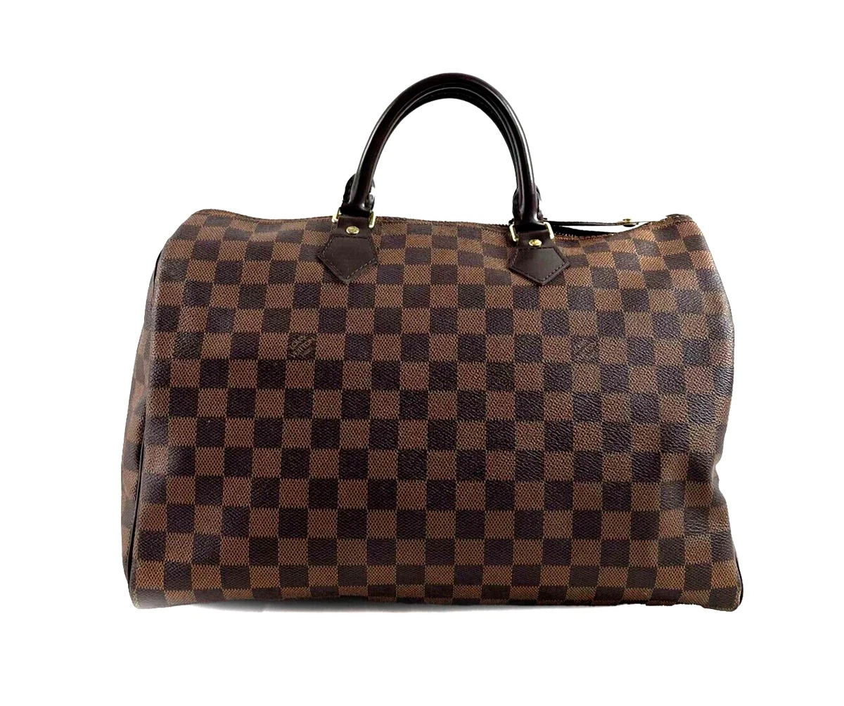 Louis Vuitton LV Speedy 35 Damier Ebene Canvas Top Handle Bag