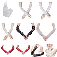 2pack Elegant Fingerless Lace Gloves Long Oversleeves Fashionable Sleeves