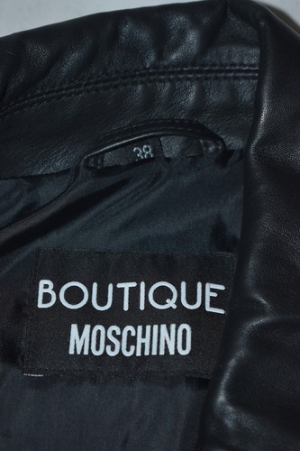 Moschino Boutique Black Gold Tassel Leather Biker Jacket Coat Womens IT38 UK 6 8 - Picture 4 of 12