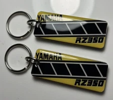 Yamaha RZ 350 Yellow Black Motorcycle Key Chain 2 Pack