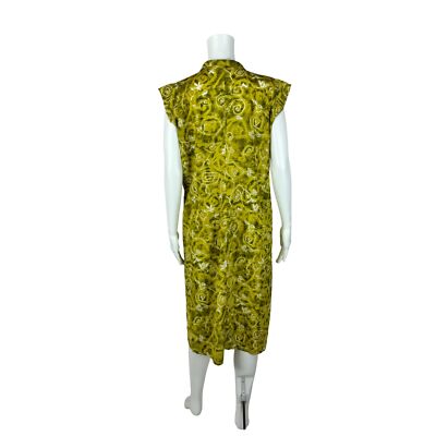 Vintage 90s Lime Dress Women's 1X Green Collared V Neck Swirl Pattern Shift  Volu | eBay