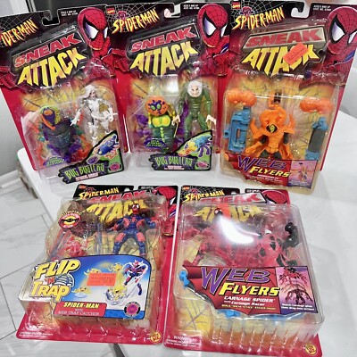 Spiderman Sneak Attack Carnage,Hobgoblin Etc.Figures Lot Of 5 New