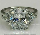 3.00CT Cushion Cut Lab-Created Diamond Three Stone Ring Real 925 Sterling Silver