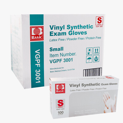 BASIC Medical Vinyl Synthetic Exam Gloves Clear Multi-Use Latex Free