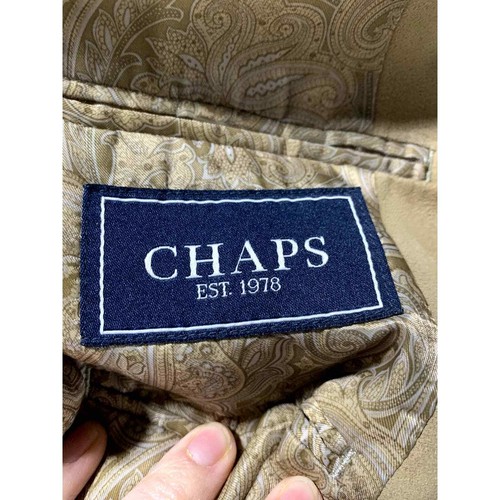 Chaps Men 48L Camel Brown Suede Feel 2 Button Sport Coat Blazer - Picture 8 of 10