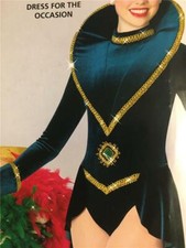 DANCE COSTUME CHRISTMAS GREEN WINTER JAZZ TAP ART STONE DRESS FOR THE OCCASION