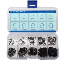 External Retaining Ring E-Clip Assortment Set Pack of 120-piece Spring Steel