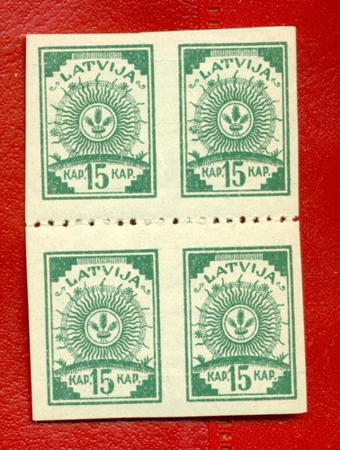 LETTLAND 4ER BLOCK BRIEFMARKEN 15 Kop Sc. 5 1919er Jahre postfrisch 108