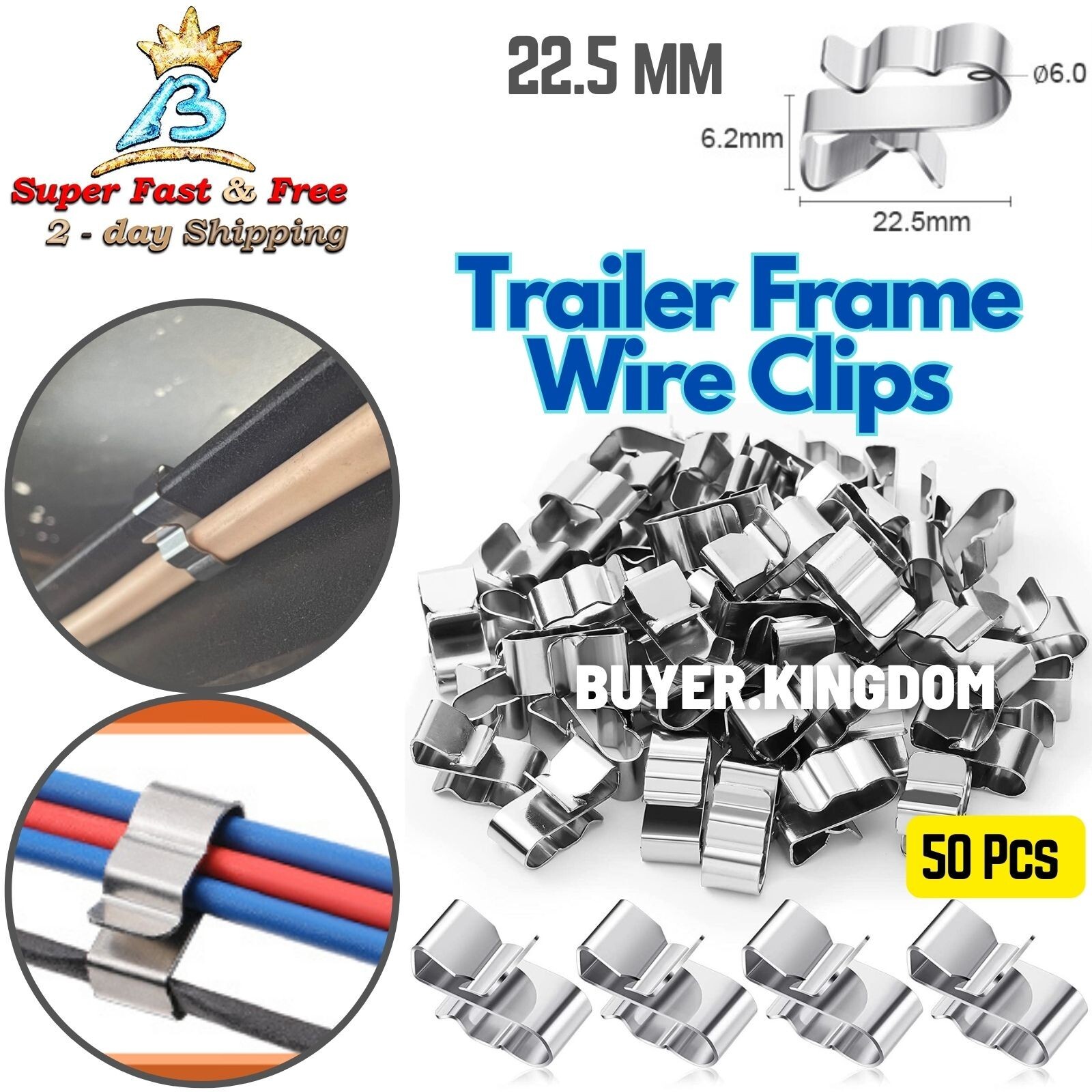 50 Trailer Frame Wire Panel Clips Electric Cable Harness Clamp Steel