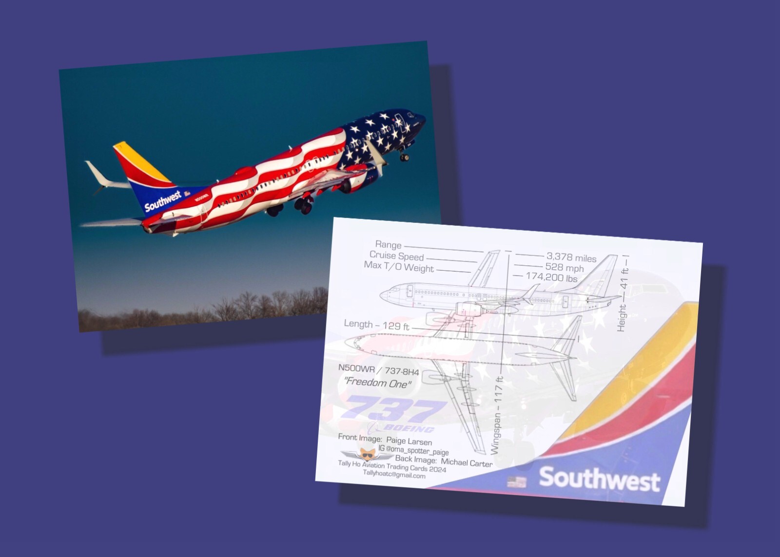 Southwest Airlines 737 Set #1 - 65 Airplane Trading Cards - 2.5"x 3.5"