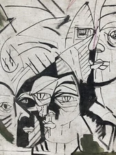 Very Beautiful Painting Portrait Oil on Canvas Cubist 1970 Cubism to Identify