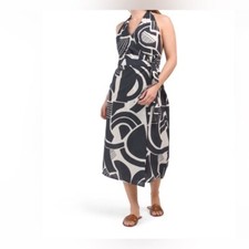 Zara Nicole Halter Wrap Dress - Navy & White - Size S - NEW with Tags!