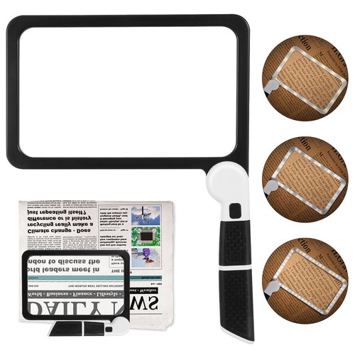 Loupe De Lecture 5X Rectangulaire – Pleine Page, Légère (108 G), Poignée Ergonomique – Pour Seniors, Malvoyants