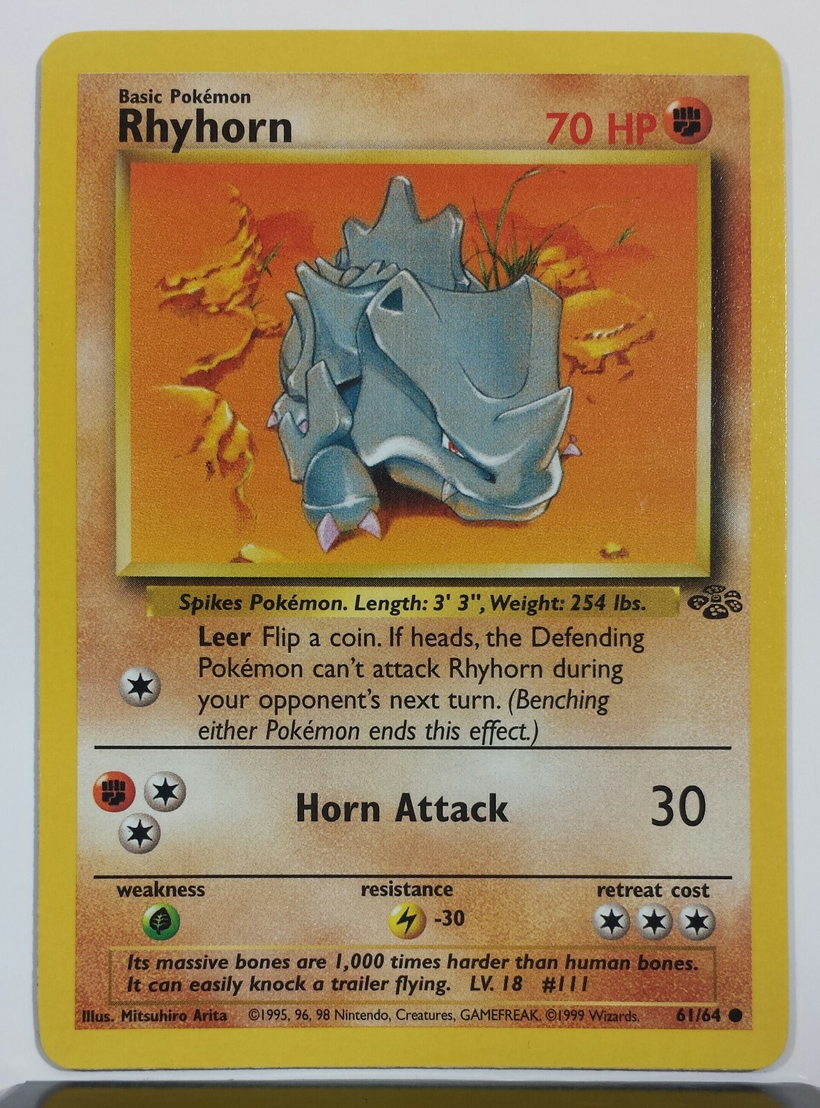 Rhyhorn 61/64 NM / M - Jungle Pokemon Card - Unplayed - $2 Combined Shipping