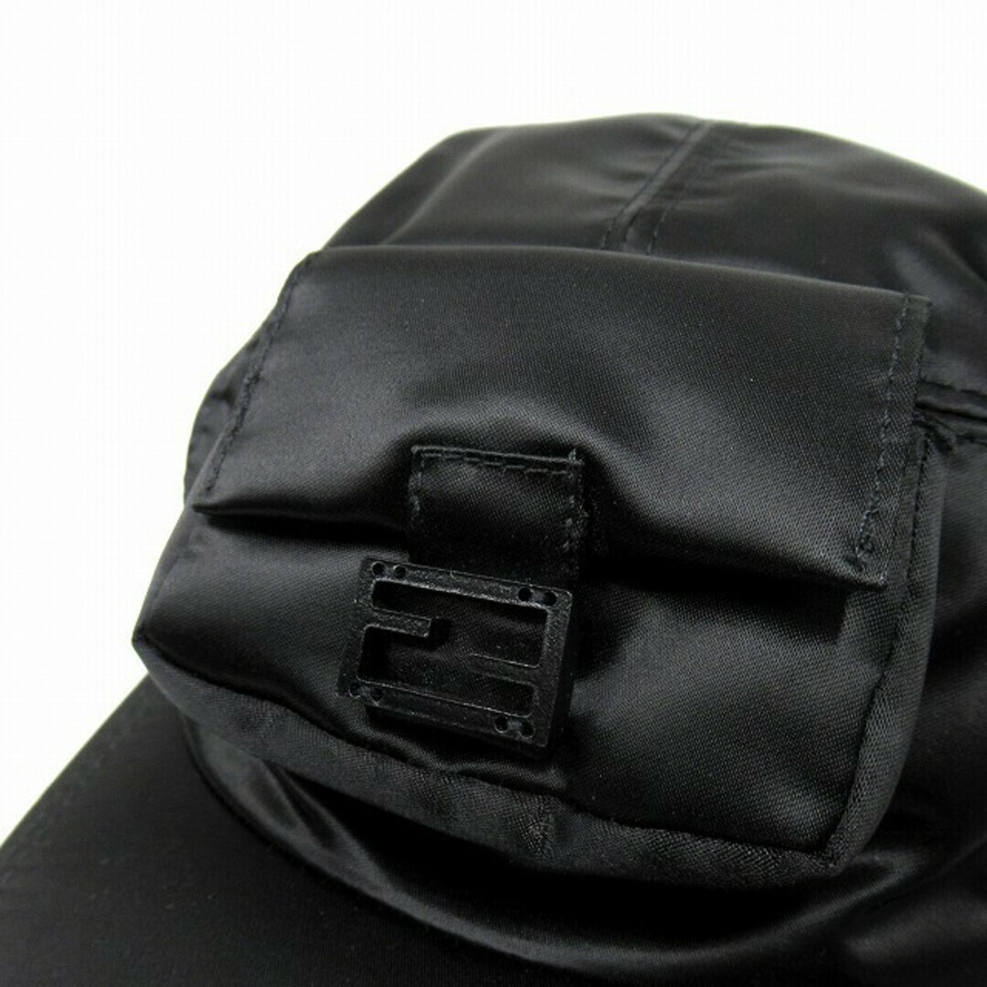 FENDI Nylon Jet Cap Hat 5 Panel FF Logo Pocket FXQ934 Size