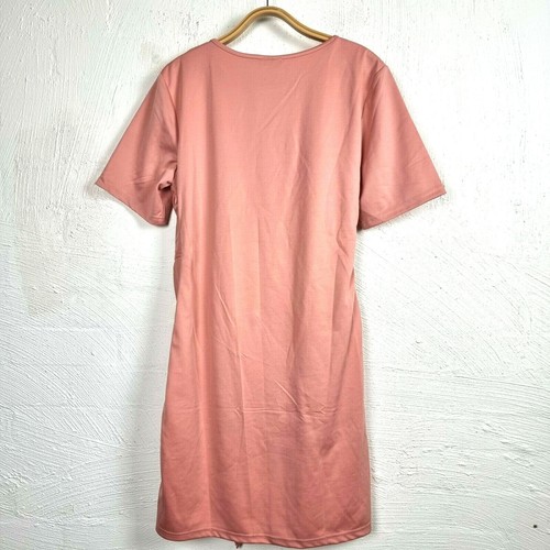 SHOWPO Womens Dress Size 16 Pink Stretch Knit Short Sleeve Round Neck A-line - Picture 5 of 11