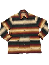 Vintage Woolrich Mens Large Wool Blend Barn Coat Striped Aztec Southwestern USA