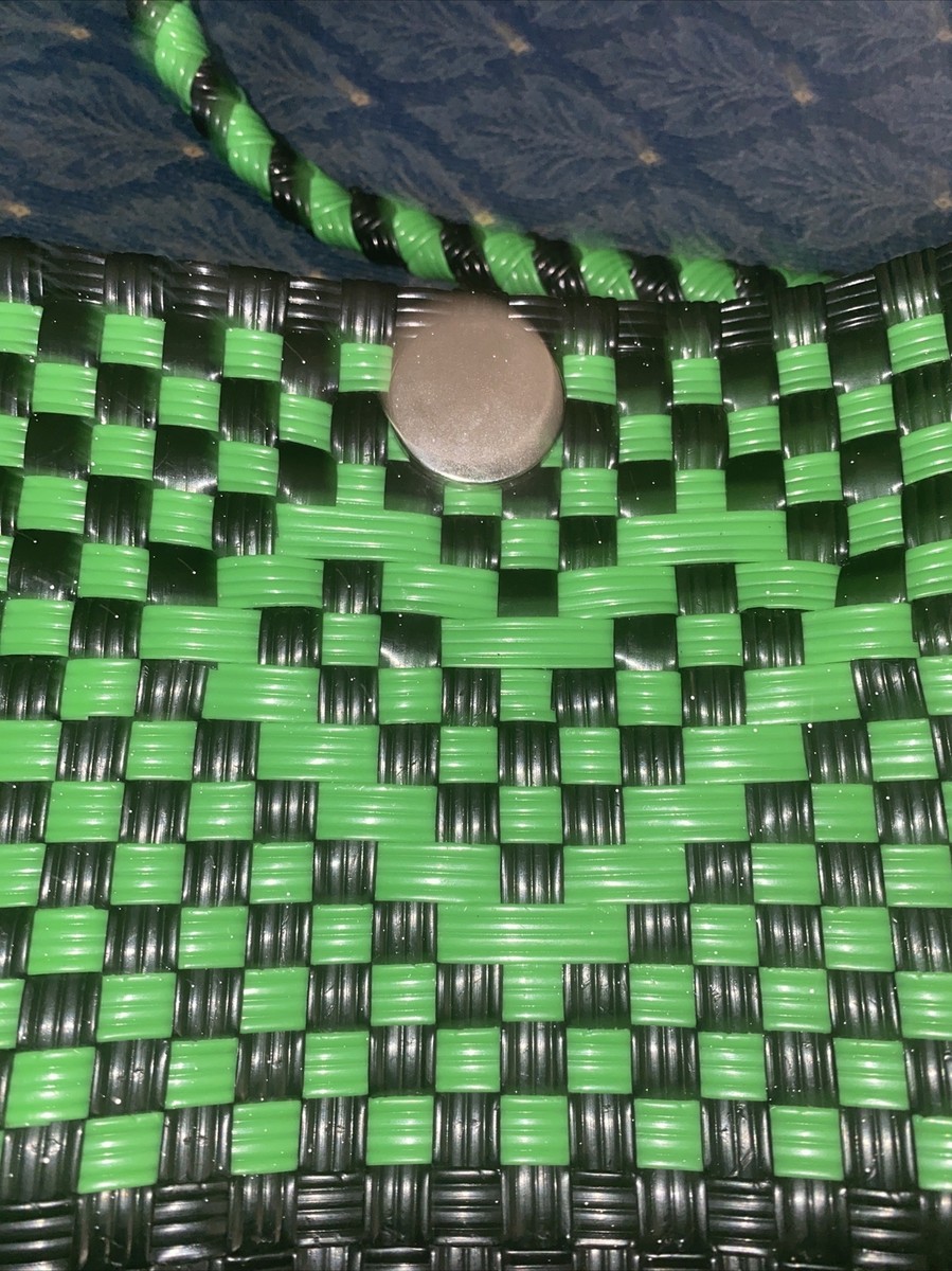 OKPTA 1519426 Green And Black Woven Plastic Shoulder Bag | eBay