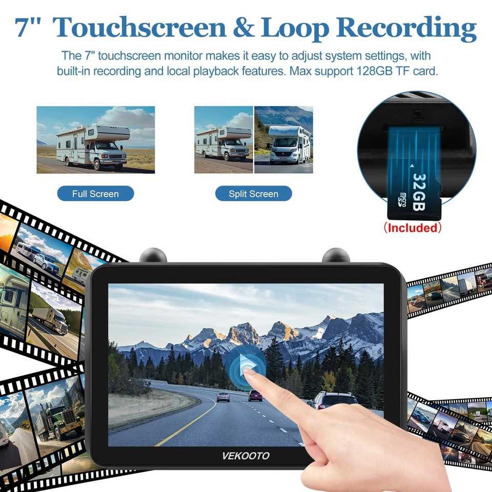 2 Solar Magnetic Wireless Backup Camera 7" HD Monitor Rear View Reverse System - Image 4 of 4