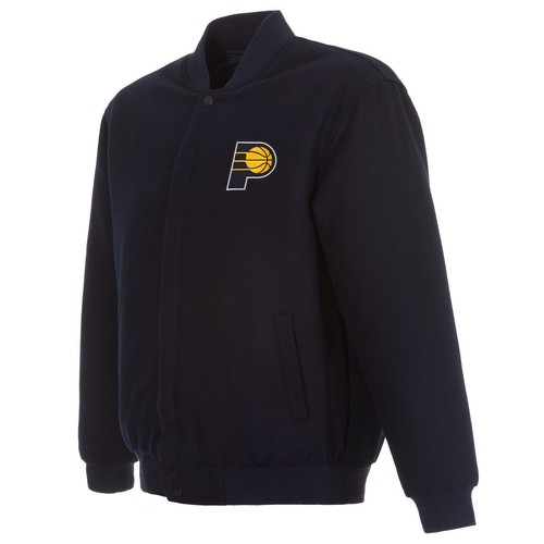 NBA Indiana Pacers JH Design Wool Reversible Jacket 2 Front Patches Logo - Picture 4 of 5