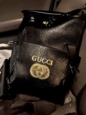 New Gucci Ophidia Large Grey Black Monogram GG Canvas Backpack 2550 Authentic