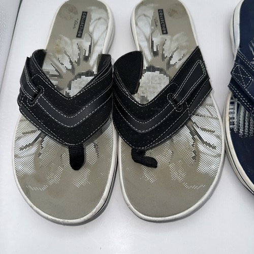 2 Pair Clarks Collection Brinkley Jazz Thong Flip Flop Sandals Womens Size 8 - Picture 2 of 10